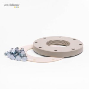 Flange, pakning og skruer 3" gev. til udligningstank
